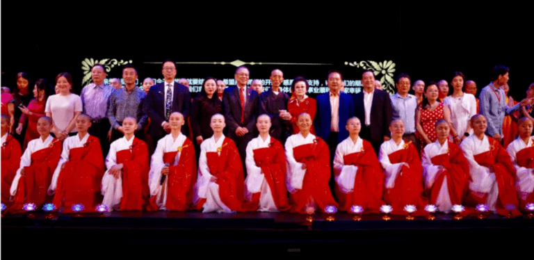 The monks posing.